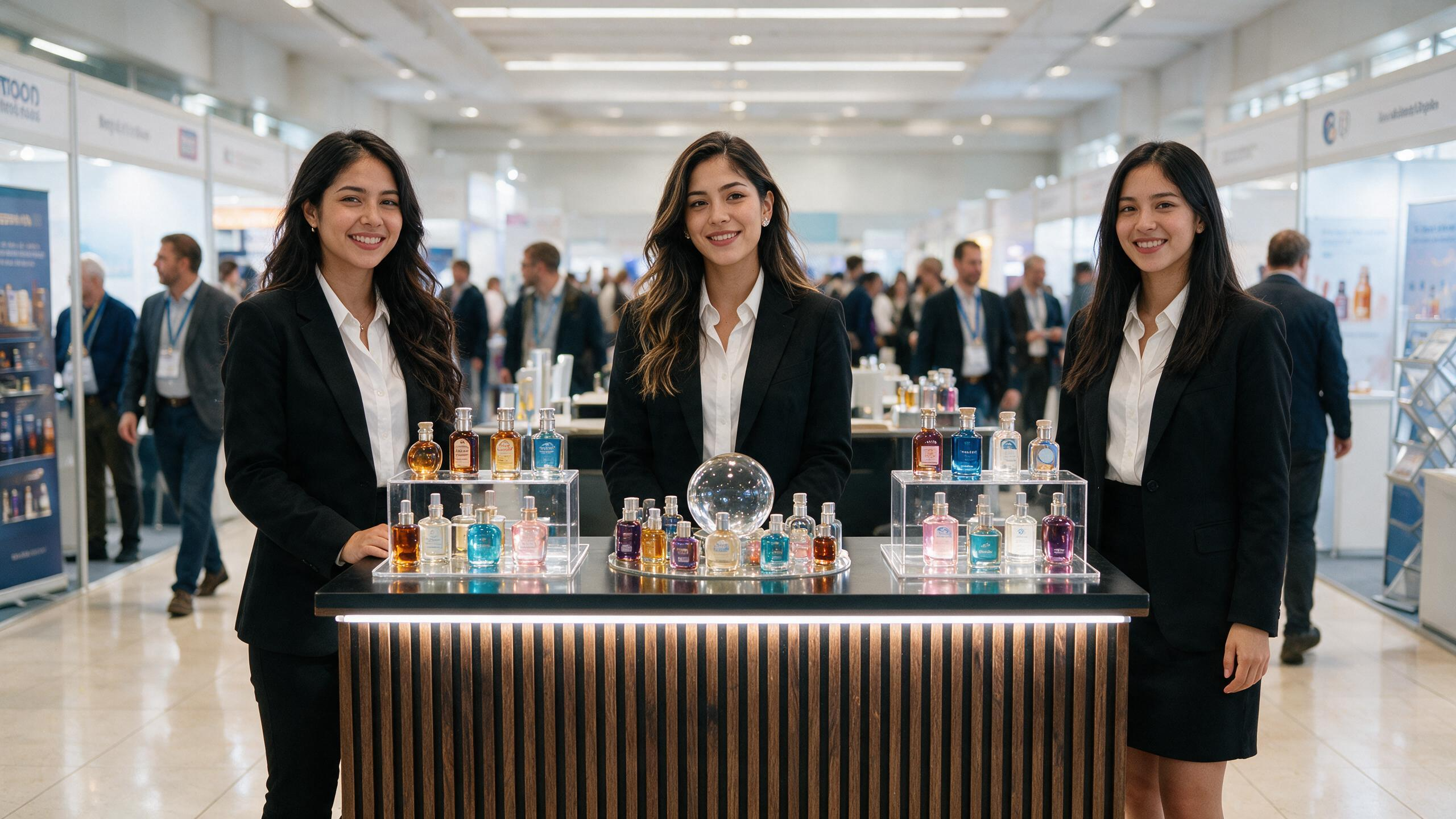 Promotoras de Agencia MK en stand de evento